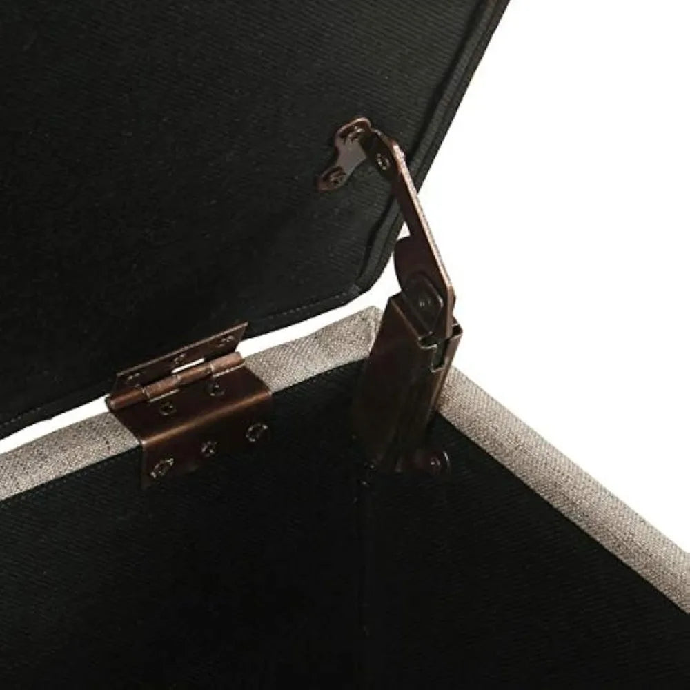 Tan Tufted Ainsley Button Storage Ottoman Bench With Hinged Lid