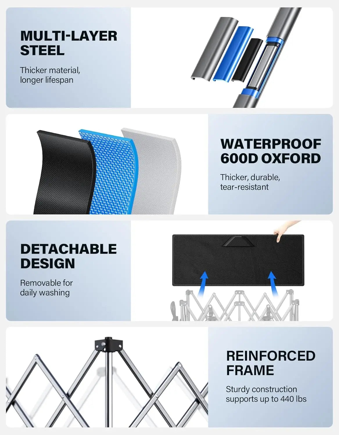 Heavy Duty Collapsible Wagon 440 Lbs Capacity With Big Wheels For Beach Camping