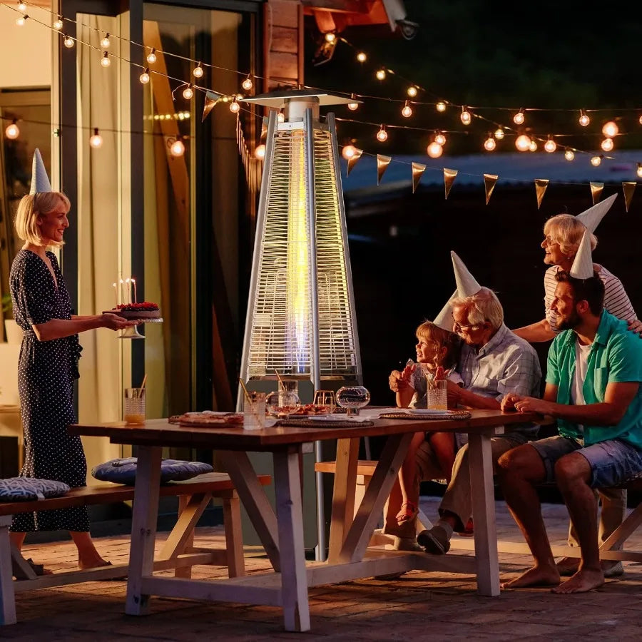 48000 Btu Outdoor Pyramid Patio Heater With Quartz Glass Tube Propane Heating
