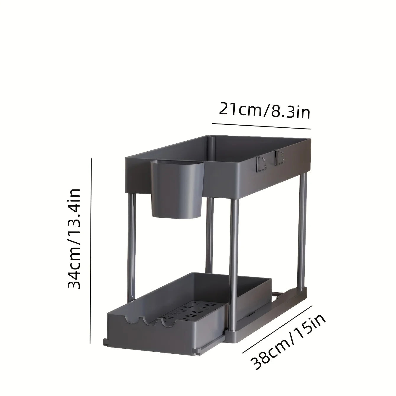 Two Pieces Two Tier Sliding Cabinet Organizer Pull Out Under Sink Rack Storage