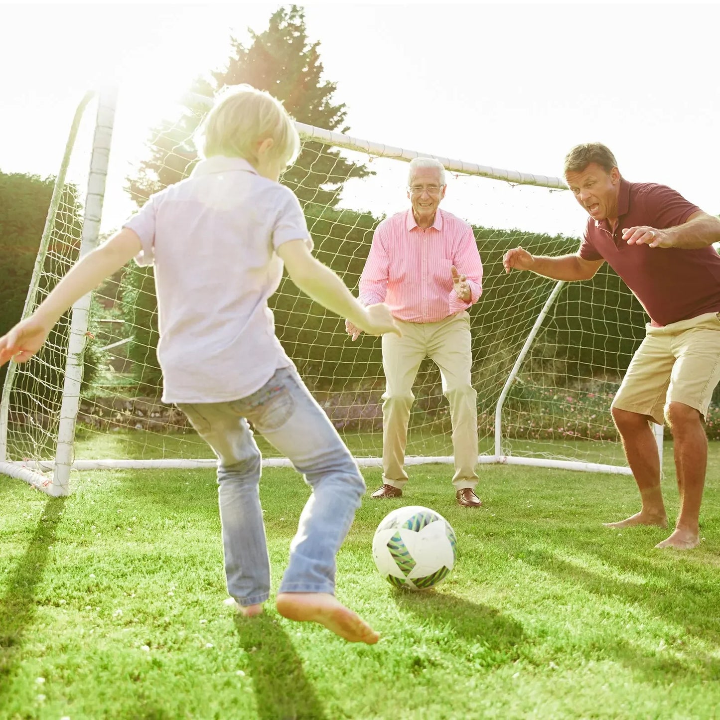 Portable 8x6ft Soccer Goal Set With Ground Stakes Net Included For Backyard Use