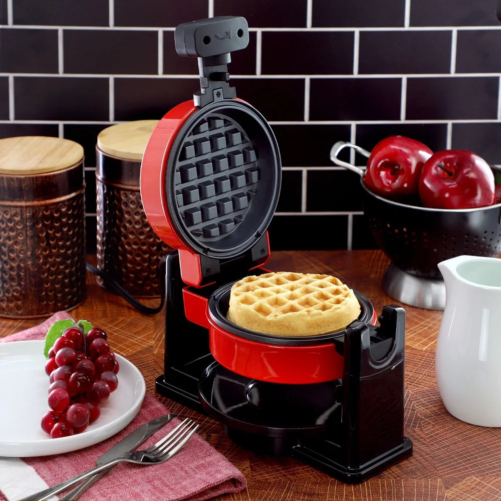 Compact Non Stick Electric Waffle Maker With 5 Inch Round Surface Easy Clean