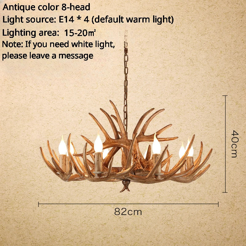 American Retro Restaurants Cafes Bars Artistic Creativity Deer Antlers with Lampshades Indoor Home Decoration Lights
