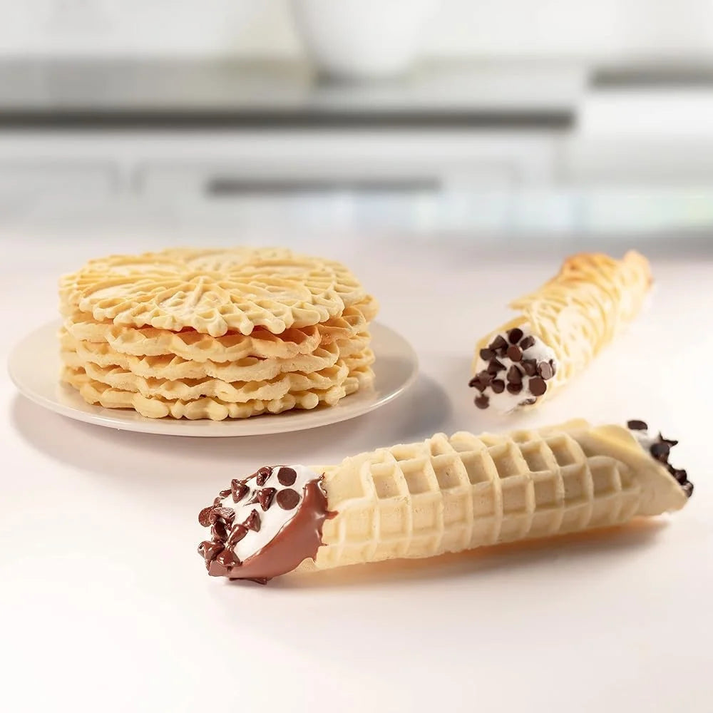 Pizzelle Maker Nonstick Electric Bake Two Italian Waffle Cookies with Protective Steam Guard Easy Cleanup Pizzelle Press