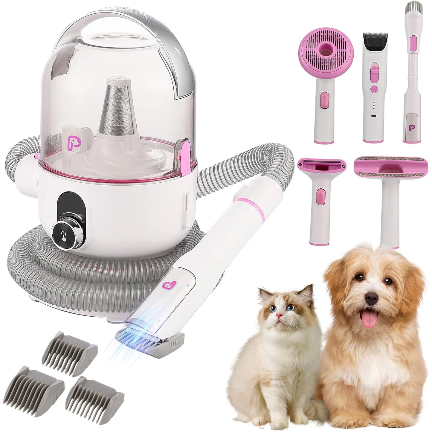 Pet Grooming Kit With 2L Vacuum Suction For Dogs And Cats 5 Grooming Tools Quiet