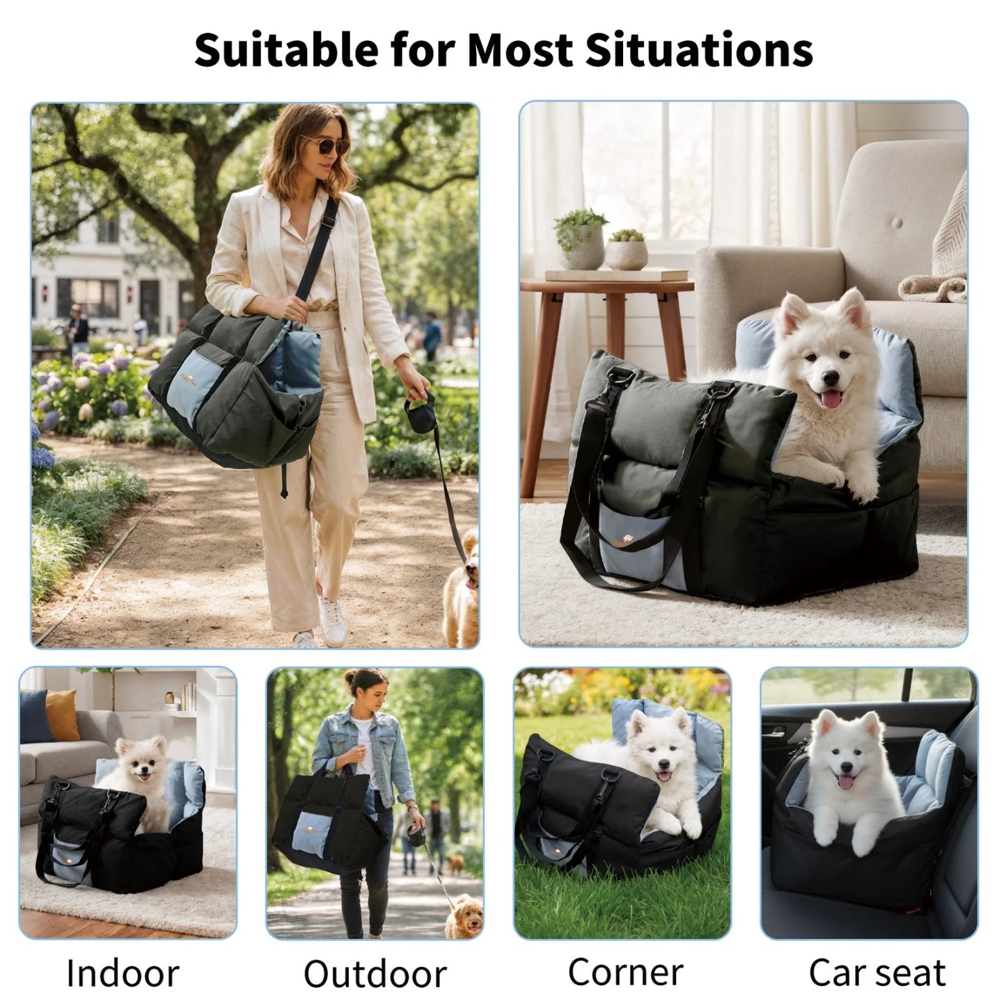 Ultra Soft Dog Car Seat For Small Dogs Up To 22 Lbs Booster Travel Carrier Bed
