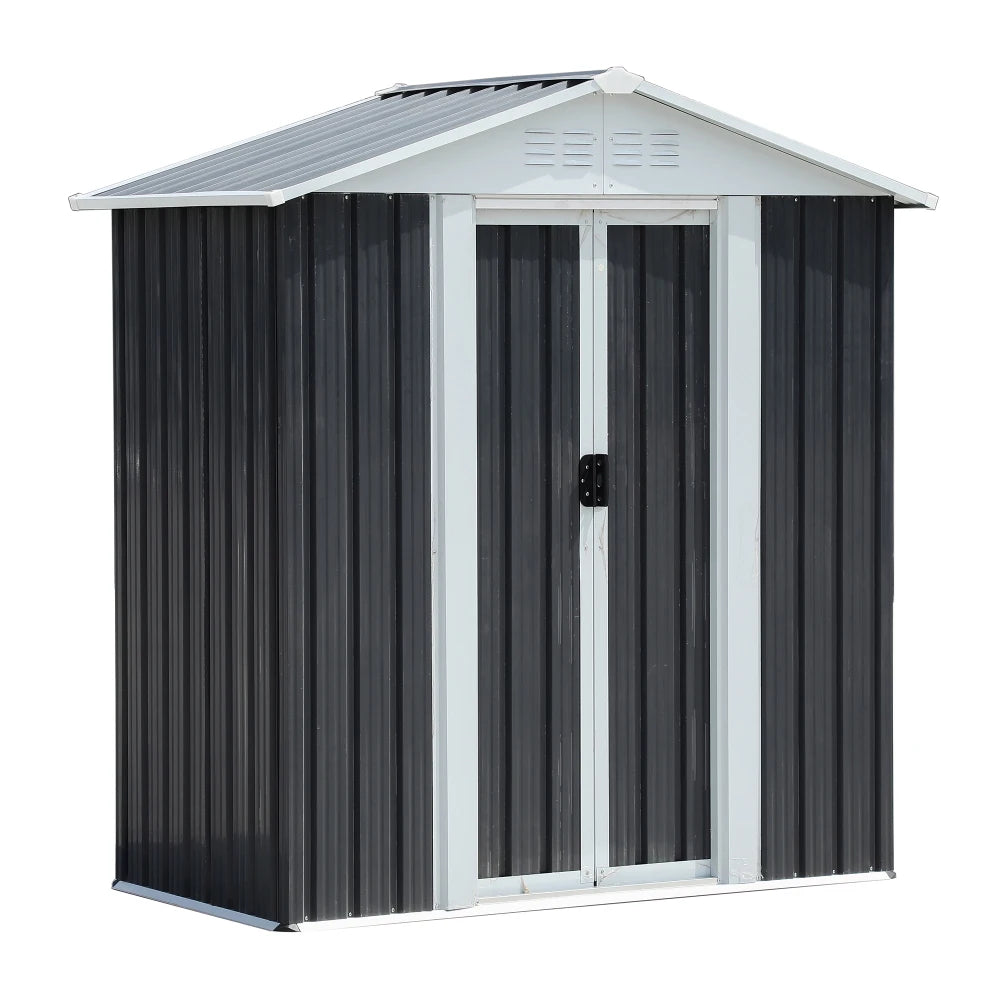 Outdoor Waterproof Tool Shed 5Ft X 3Ft Apex Roof Aluminum Frame Sliding Doors