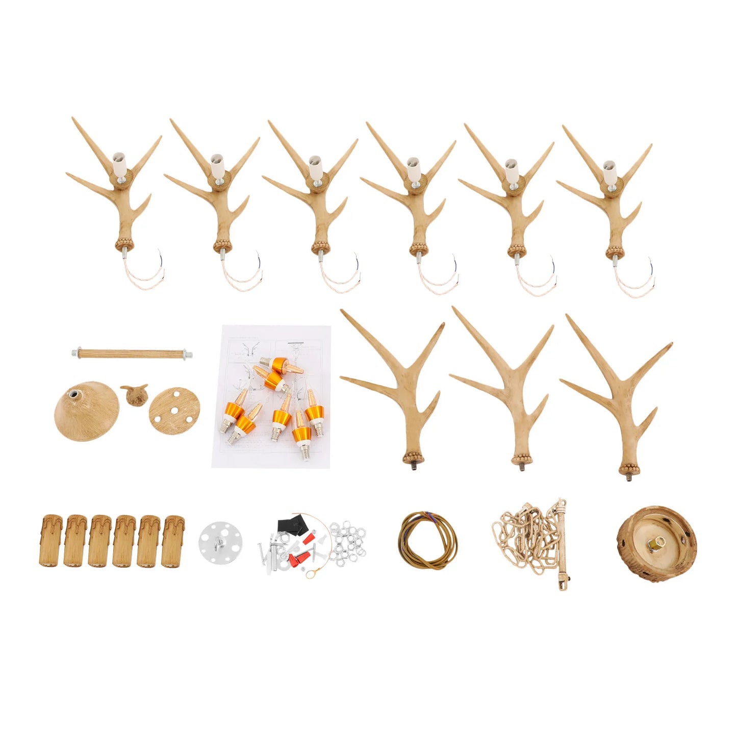 Six Light Adjustable Antler Chandelier Ceiling Light Fixture For Dining