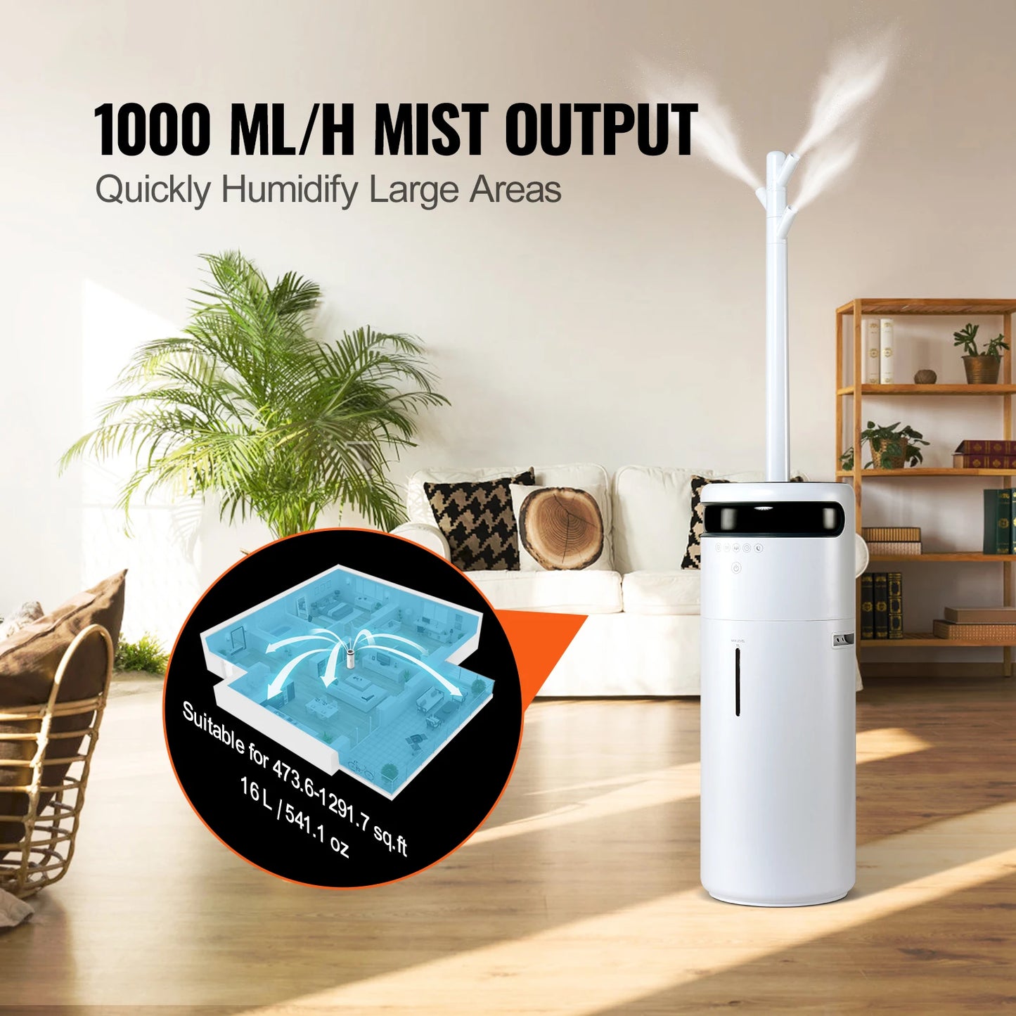 SucceBuy 16L Humidifier for Whole House Large Rooms with 12h Timer Auto Shutoff