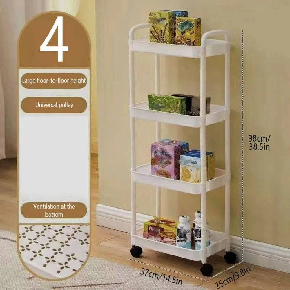 Three Quarter Tier Rolling Storage Cart Plastic Multi Function Organizer