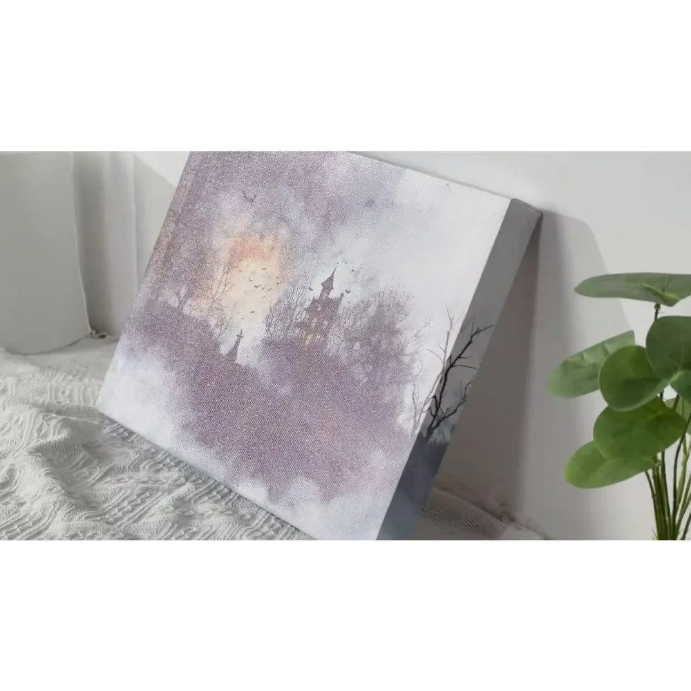 Solid Wood Frame Modern Abstract White Canvas Art 1 Piece Living Room Decor