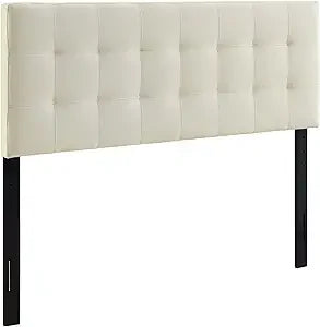 Lily Tufted Linen Fabric Upholstered King Headboard Beige Adjustable Height
