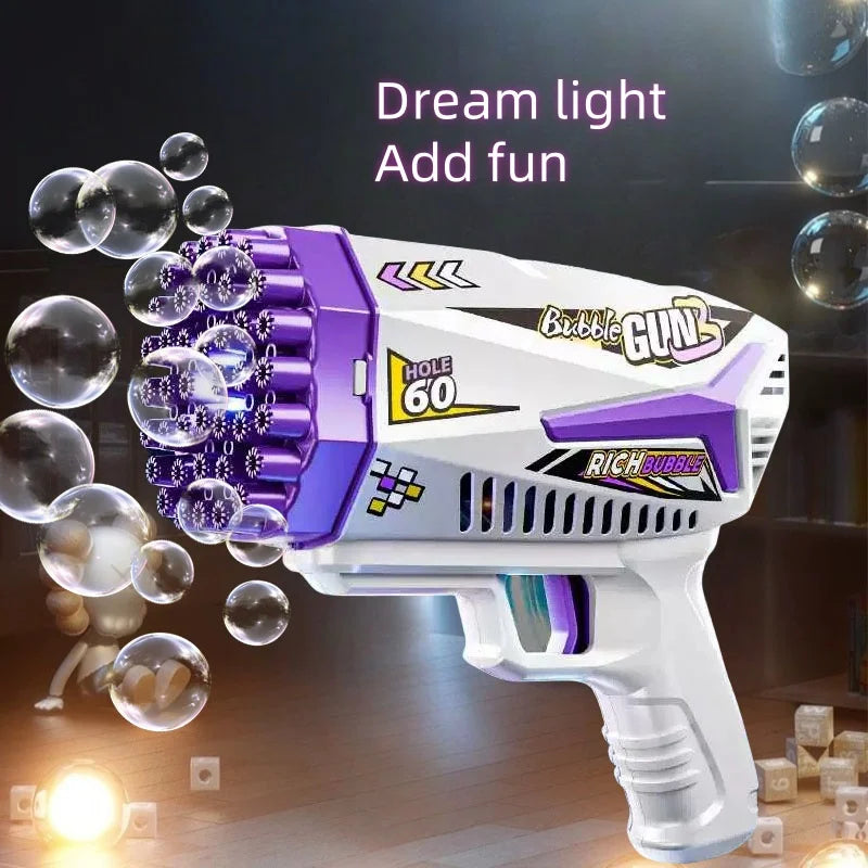 Rechargeable Bubble Gun With Large Capacity And Colored Lights Indoor Outdoor