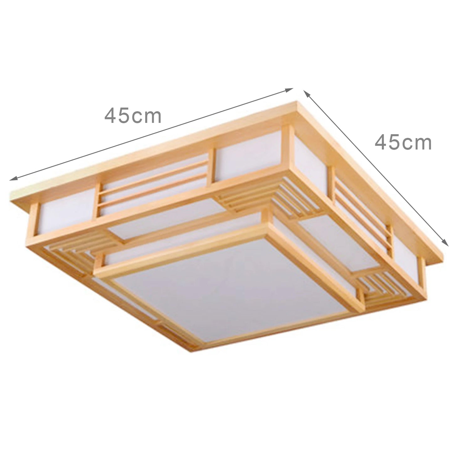 Japan Style Solid Wood Ceiling Lamp With Remote Control LED Flush Mount