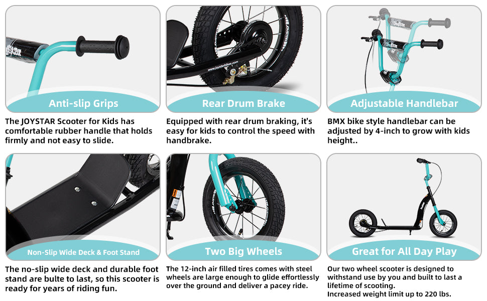 Joystar Kids Kick Scooter Lightweight With Adjustable Handlebar And Rear Brakes