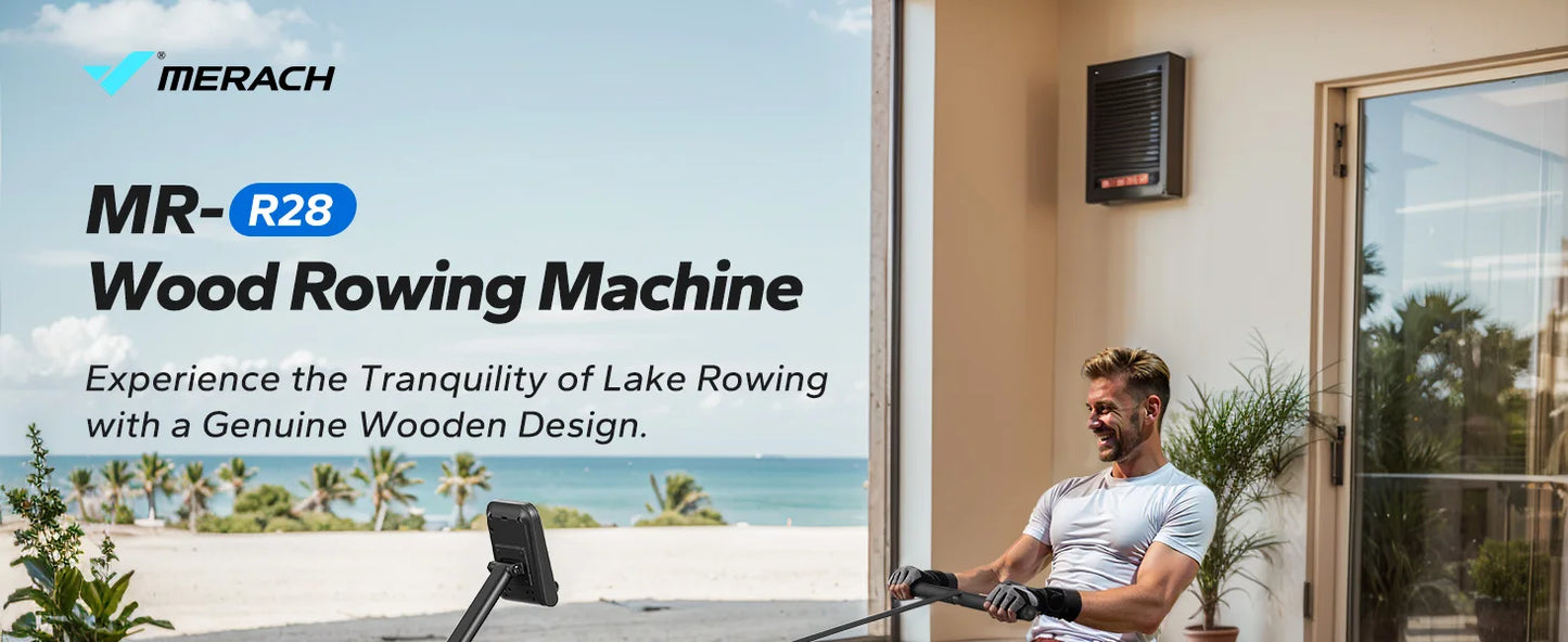 MERACH Water Rowing Machine For Home Foldable 400 Lb Capacity With Monitor