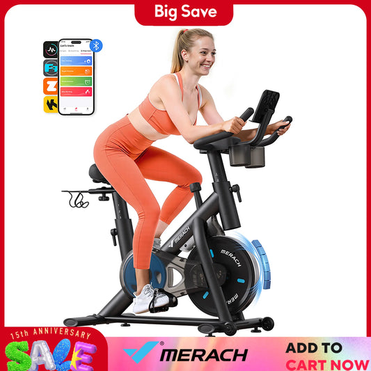MERACH Magnetic Brake Exercise Bike With App Low Noise Indoor Cycling S26B2