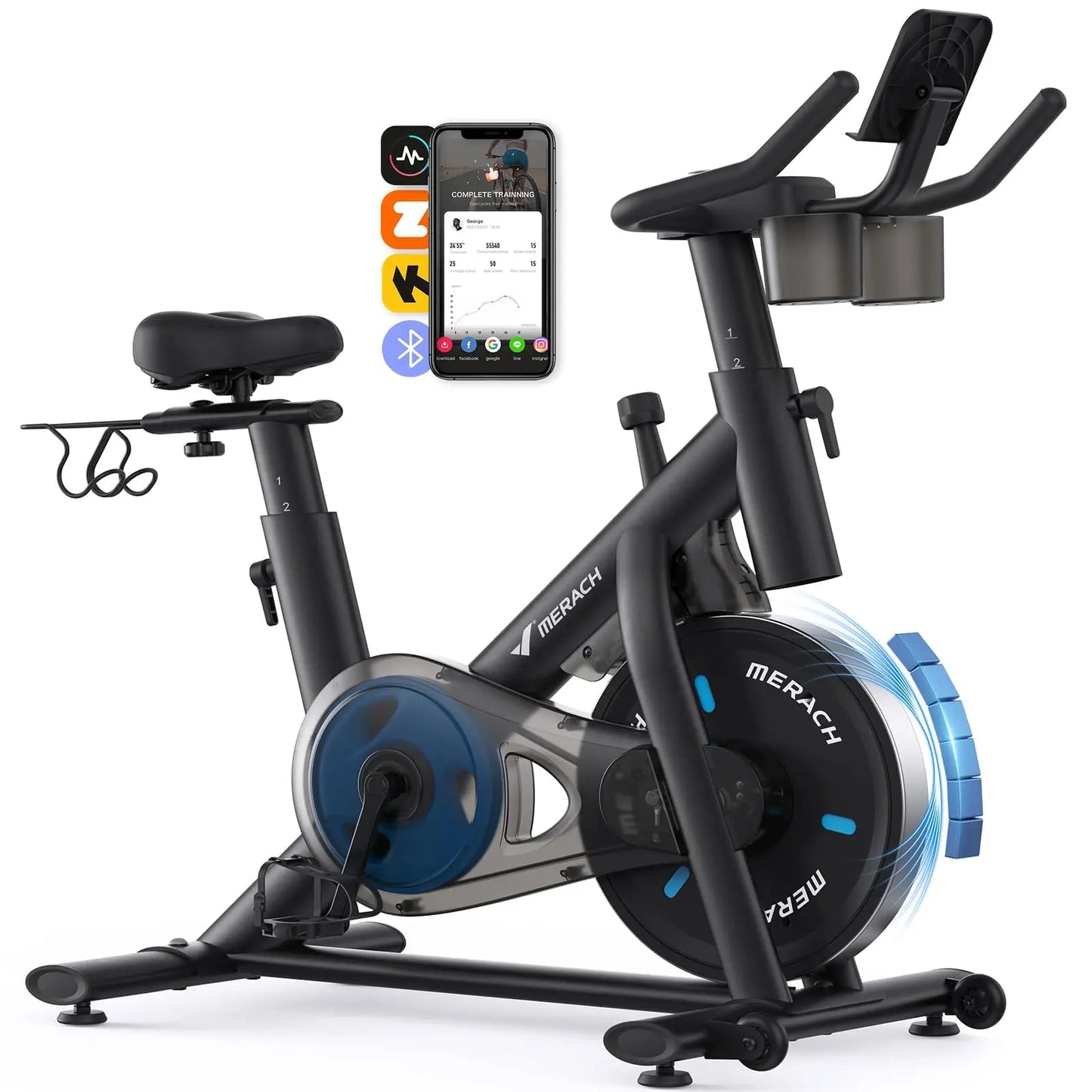MERACH Magnetic Brake Exercise Bike With App Low Noise Indoor Cycling S26B2
