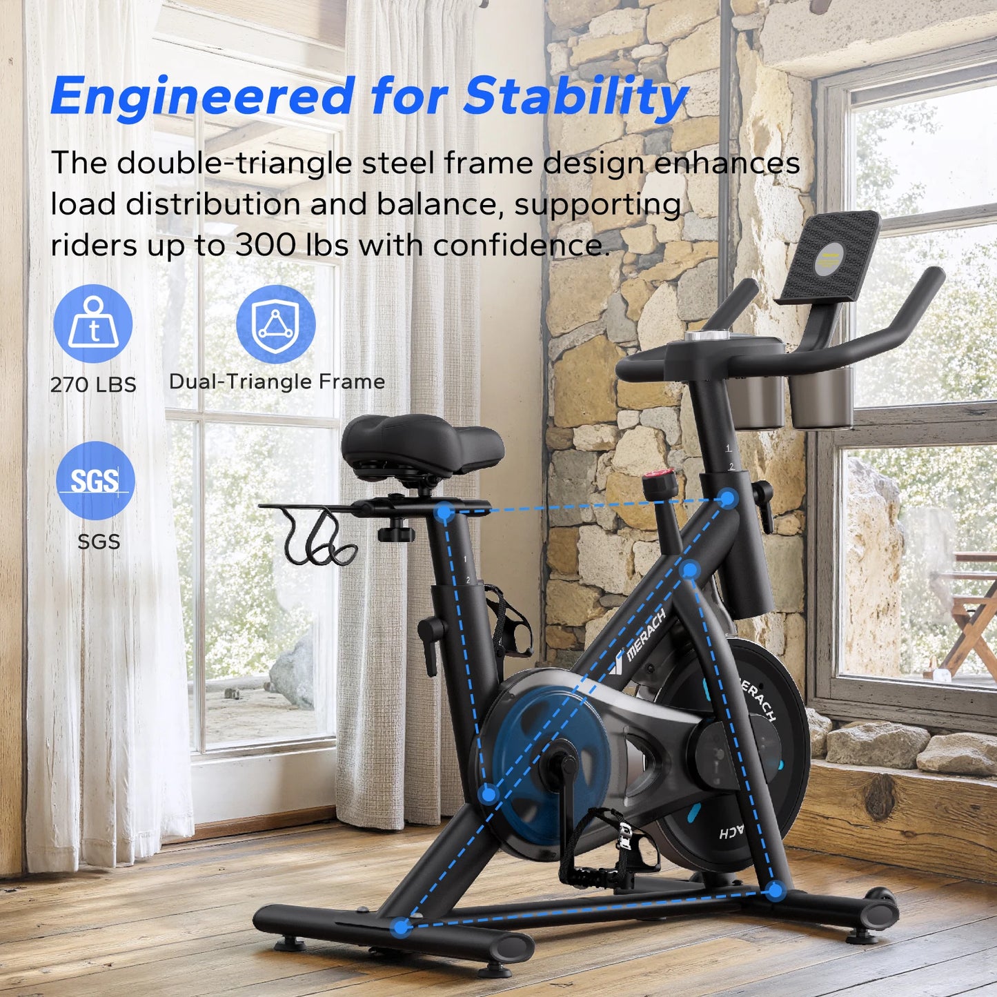 MERACH Magnetic Brake Exercise Bike With App Low Noise Indoor Cycling S26B2