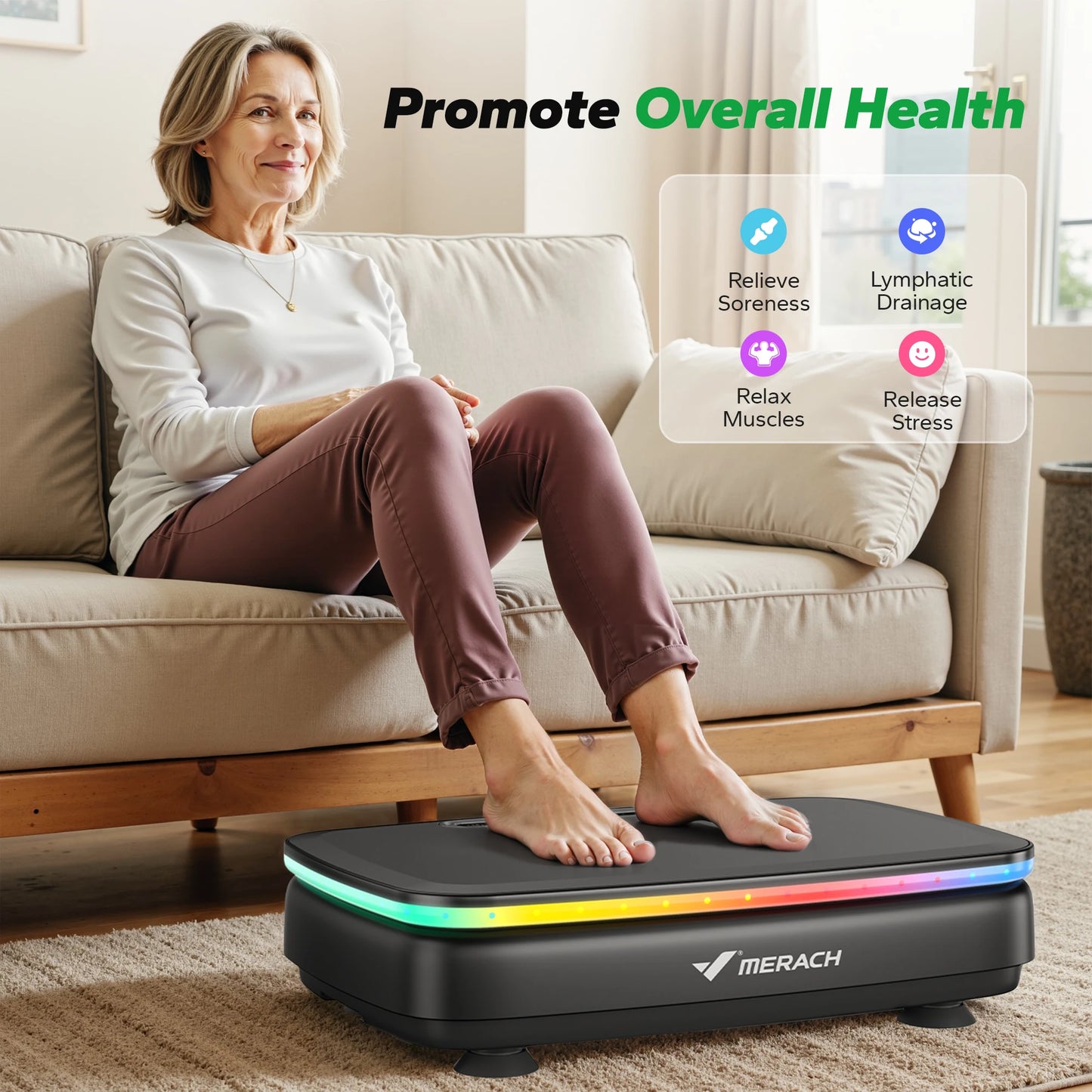 Merach Vibration Plate Exercise Machine Whole Body Workout Lymphatic Drainage