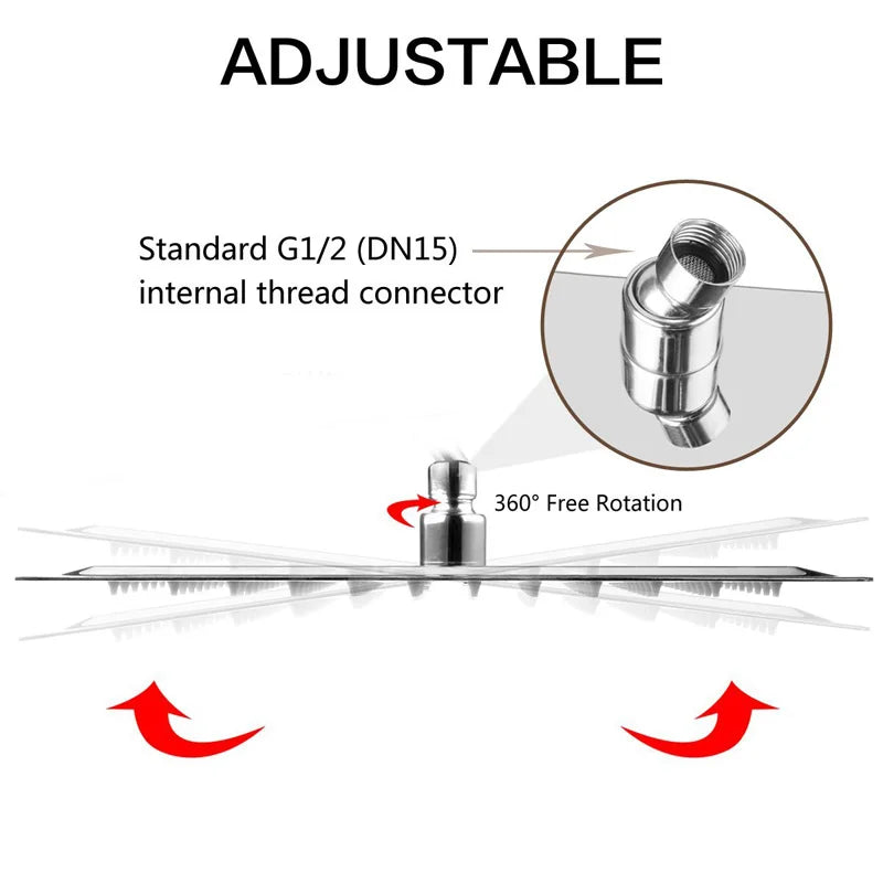 Stainless Steel Ultrathin 16 Inch Rainfall Shower Head Chrome Bathroom Accessory