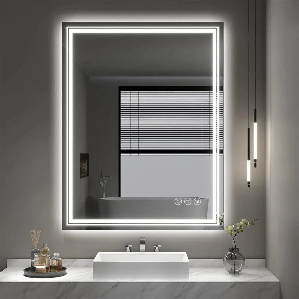 Wisfor LED Backlit Frameless Bathroom Vanity Mirror Anti Fog Dimmable Lighting