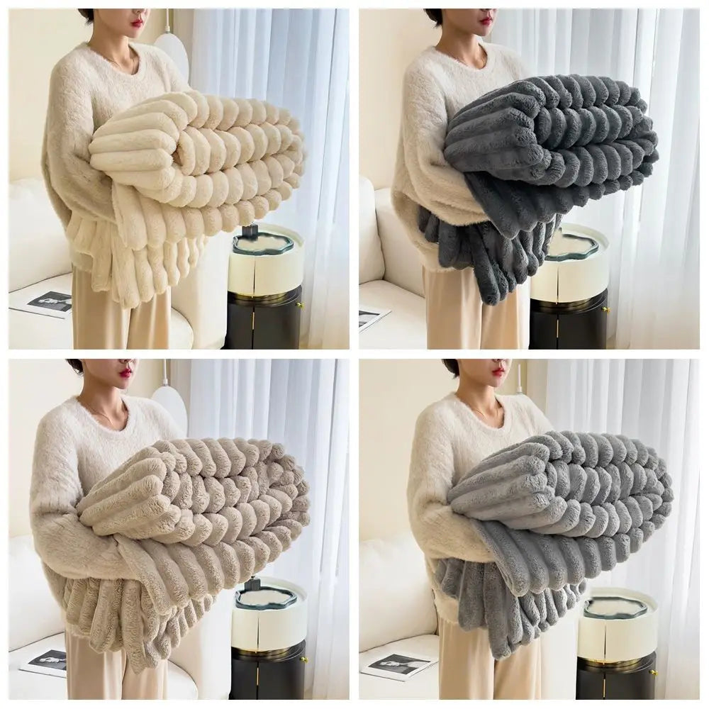 New Double Sided Warm Blanket Breathable Throw Solid Color Cotton