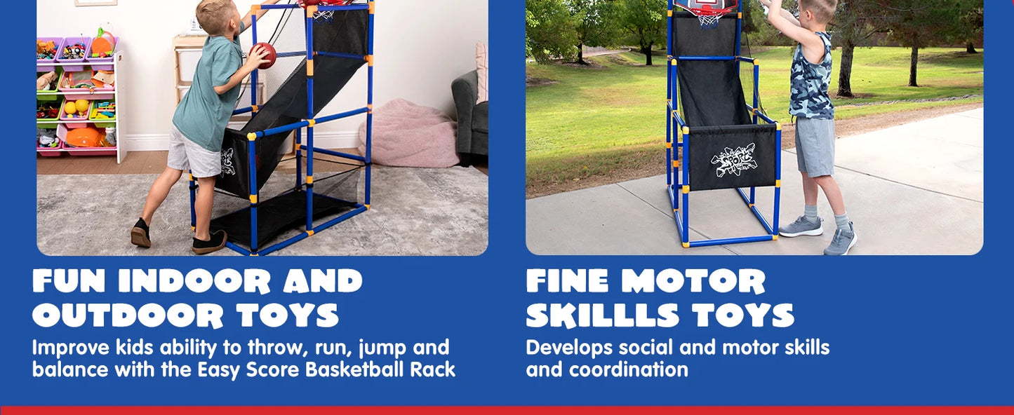 Joyfy Arcade Basketball Game Set With 4 Balls And Hoop For Indoor Outdoor Play