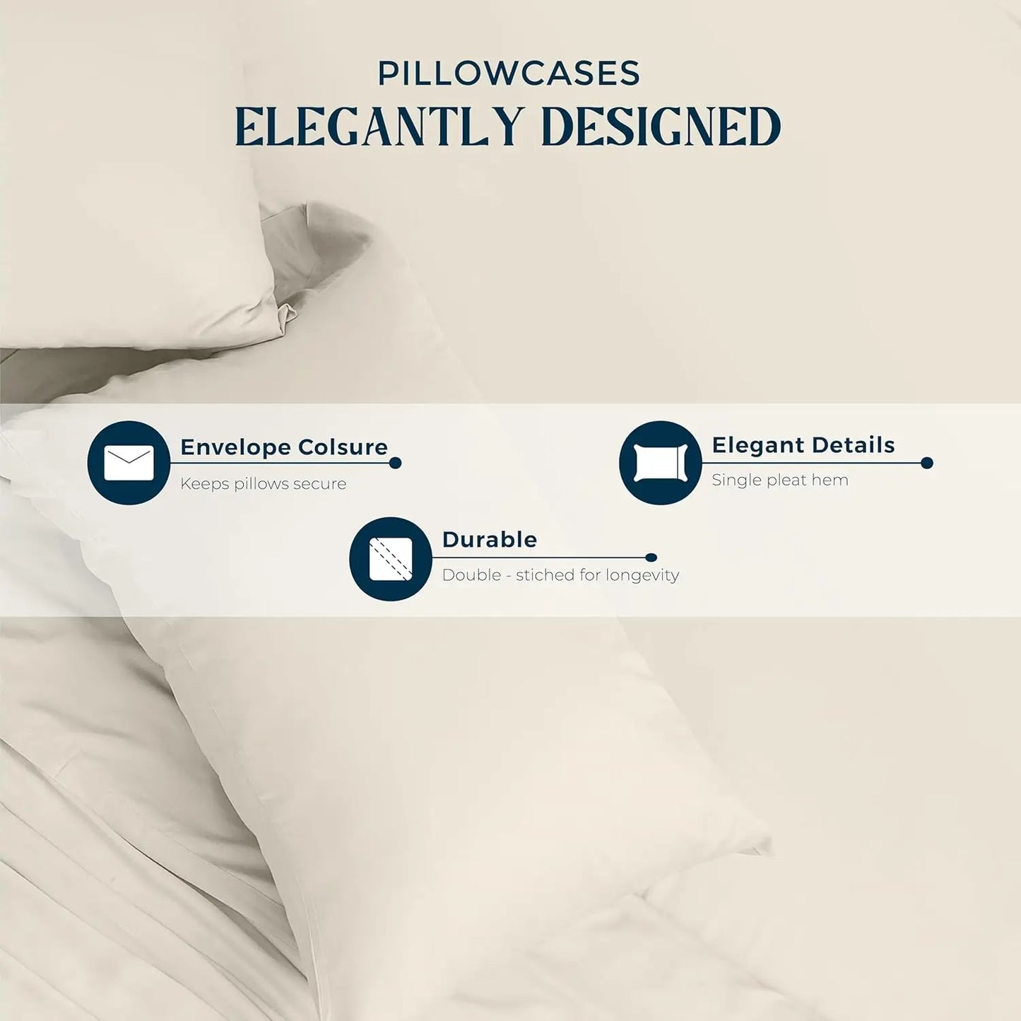 Egyptian Cotton King Size Sheet Set 4 Piece Deep Pocket Cooling Sateen Ivory