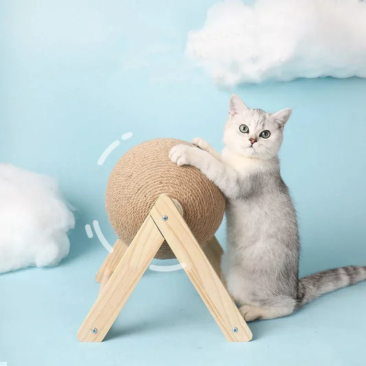 Cat Scratching Ball Toy Kitten Sisal Rope Ball Board For Cats