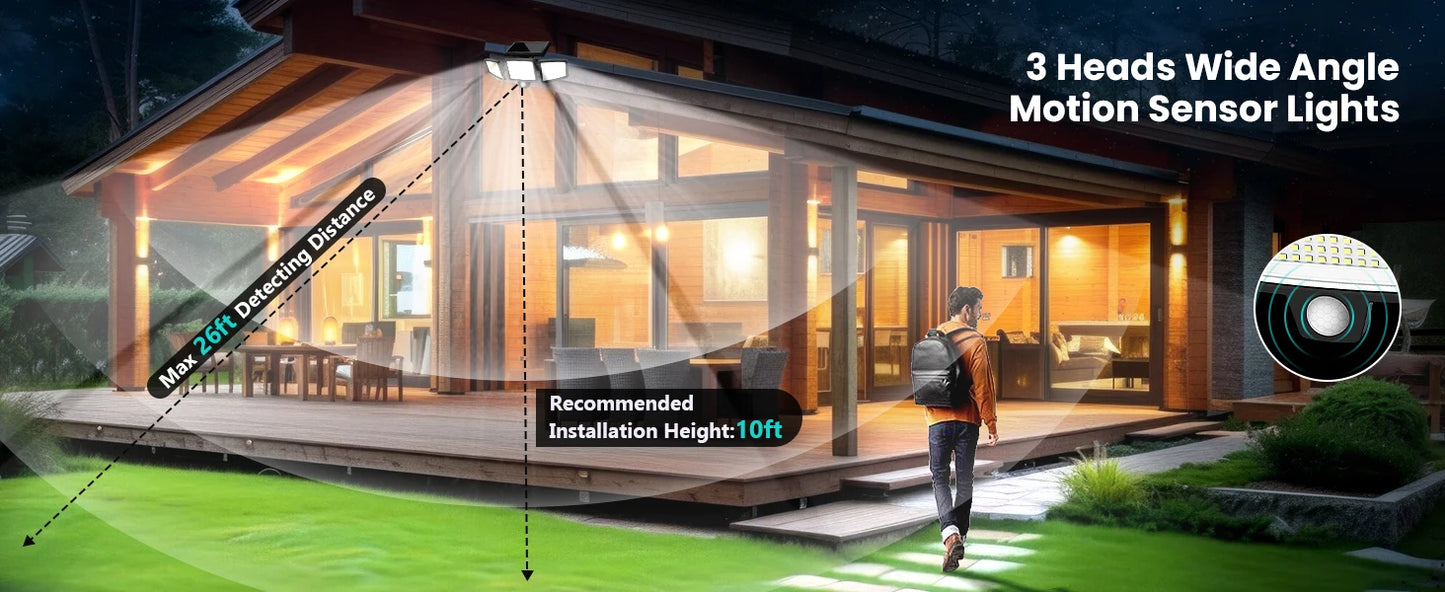 3 Pack Outdoor Solar Lights Motion Sensor Security Lights For Porch Garage Yard