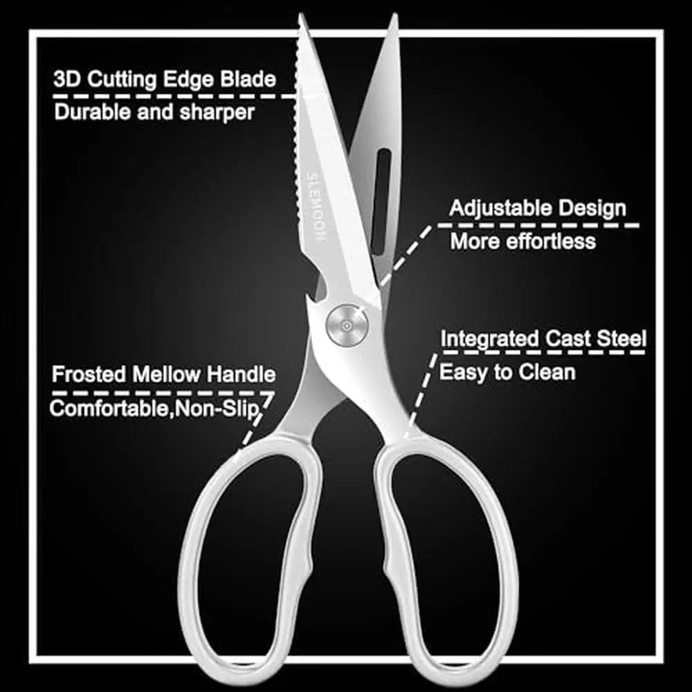 Heavy Duty Poultry Shears 3Cr14 Stainless Steel Sharp Blades Ergonomic Grip