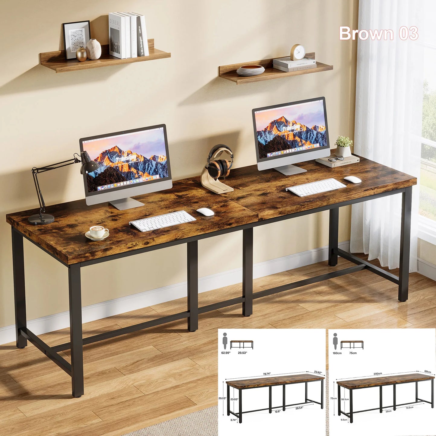 Tribesigns 78.7 Inch Double Computer Desk for Home Office 2 Person