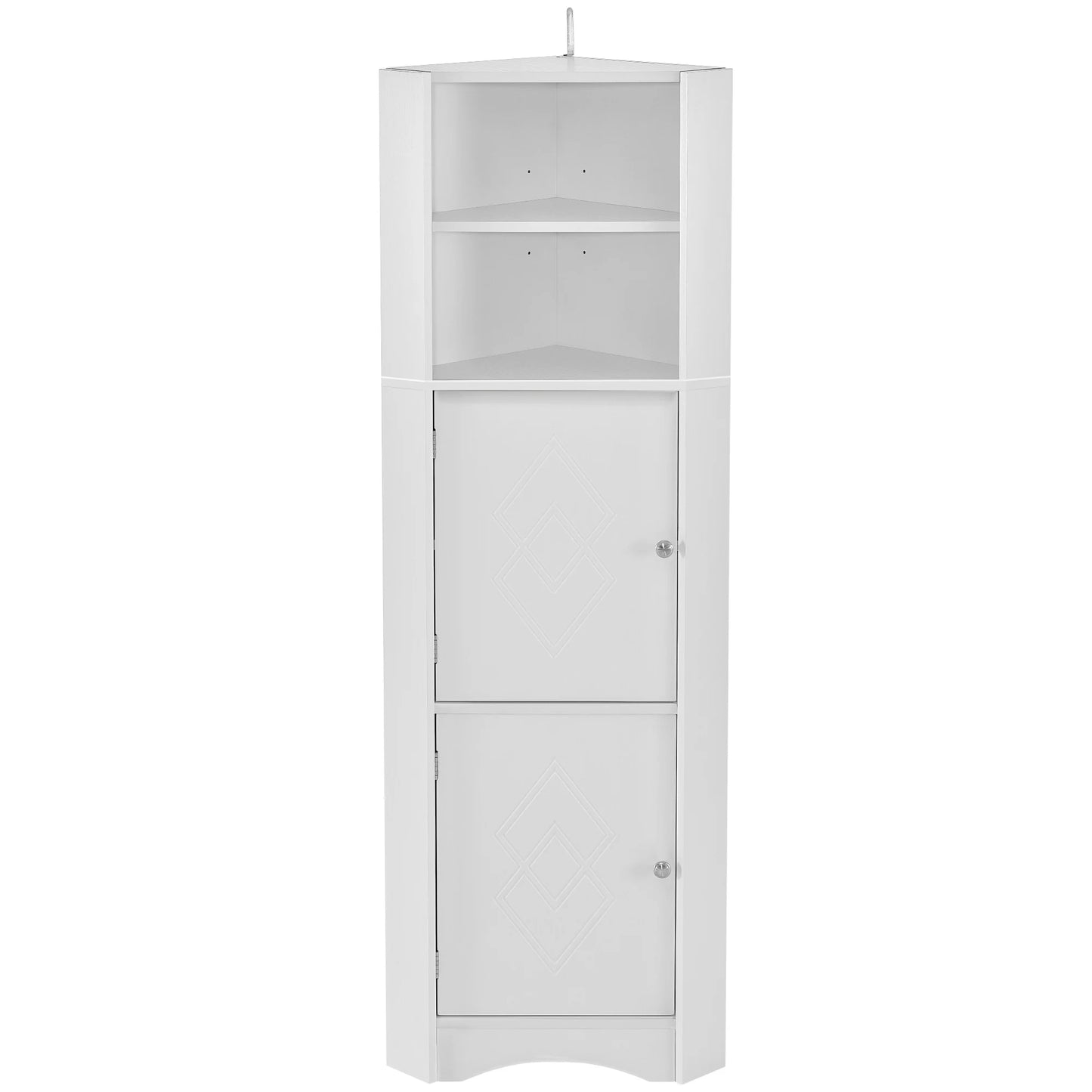 Bathroom Tall Corner Cabinet Freestanding With Doors And Adjustable Shelves
