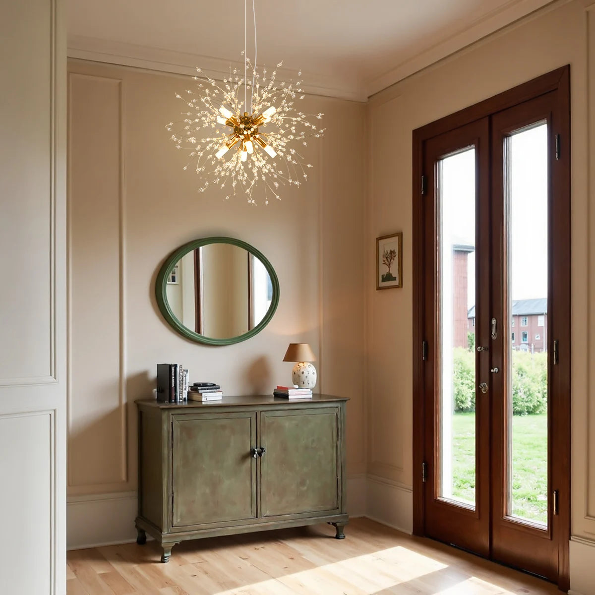 Modern Golden Crystal Chandelier Fireworks Dandelion G9 Living Room Light