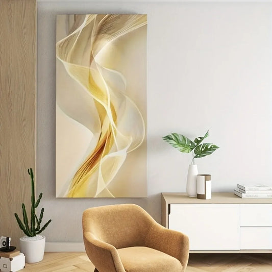 Solid Wood Frame Modern Abstract White Canvas Art 1 Piece Living Room Decor