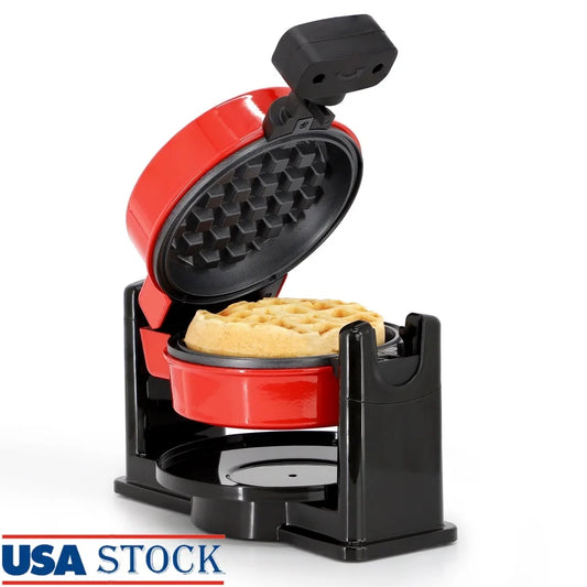 Compact Non Stick Electric Waffle Maker With 5 Inch Round Surface Easy Clean
