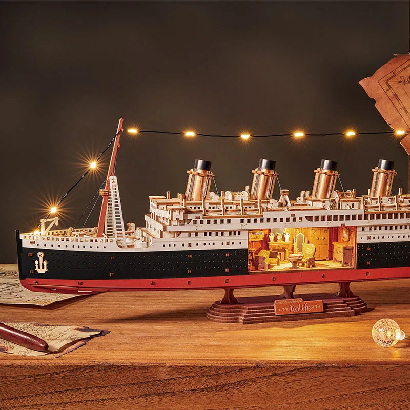 Robotime Rolife Classic Luxury Cruise Ship 3D Puzzle With LED Lights