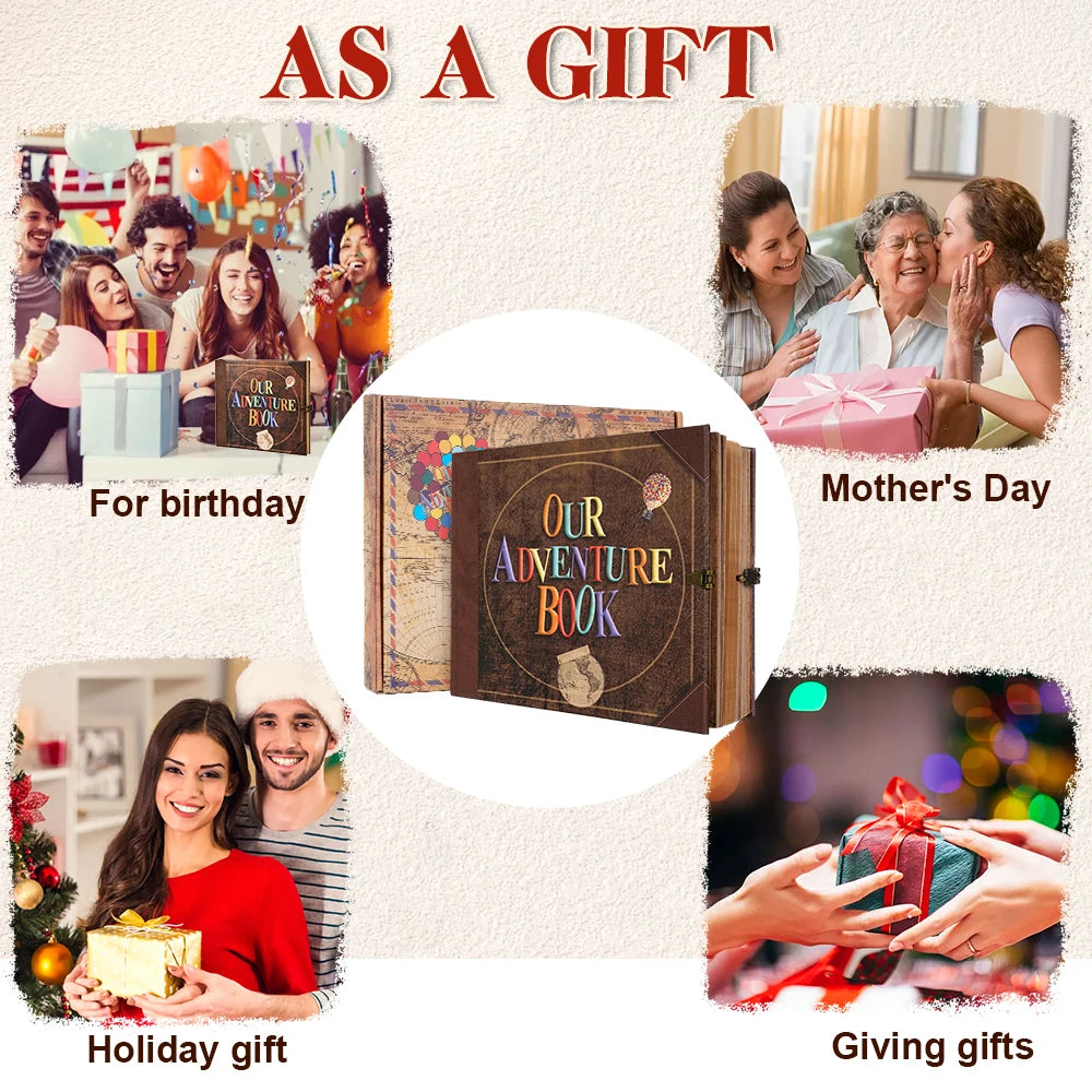 Our Adventure DIY Handmade Photo Album Scrapbook Retro Kraft 146 Pages Gift