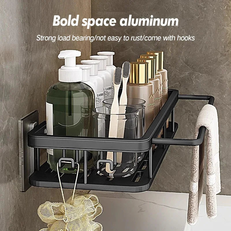 Double Tier Stainless Steel Anti-Rust Bathroom Shower Storage Rack with Suction Cups