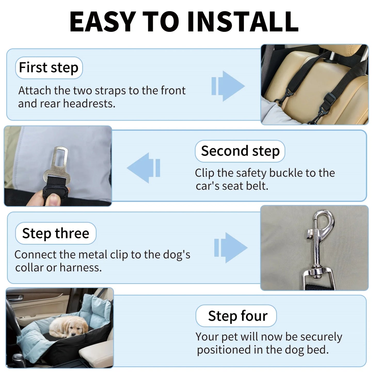 Ultra Soft Dog Car Seat For Small Dogs Up To 22 Lbs Booster Travel Carrier Bed