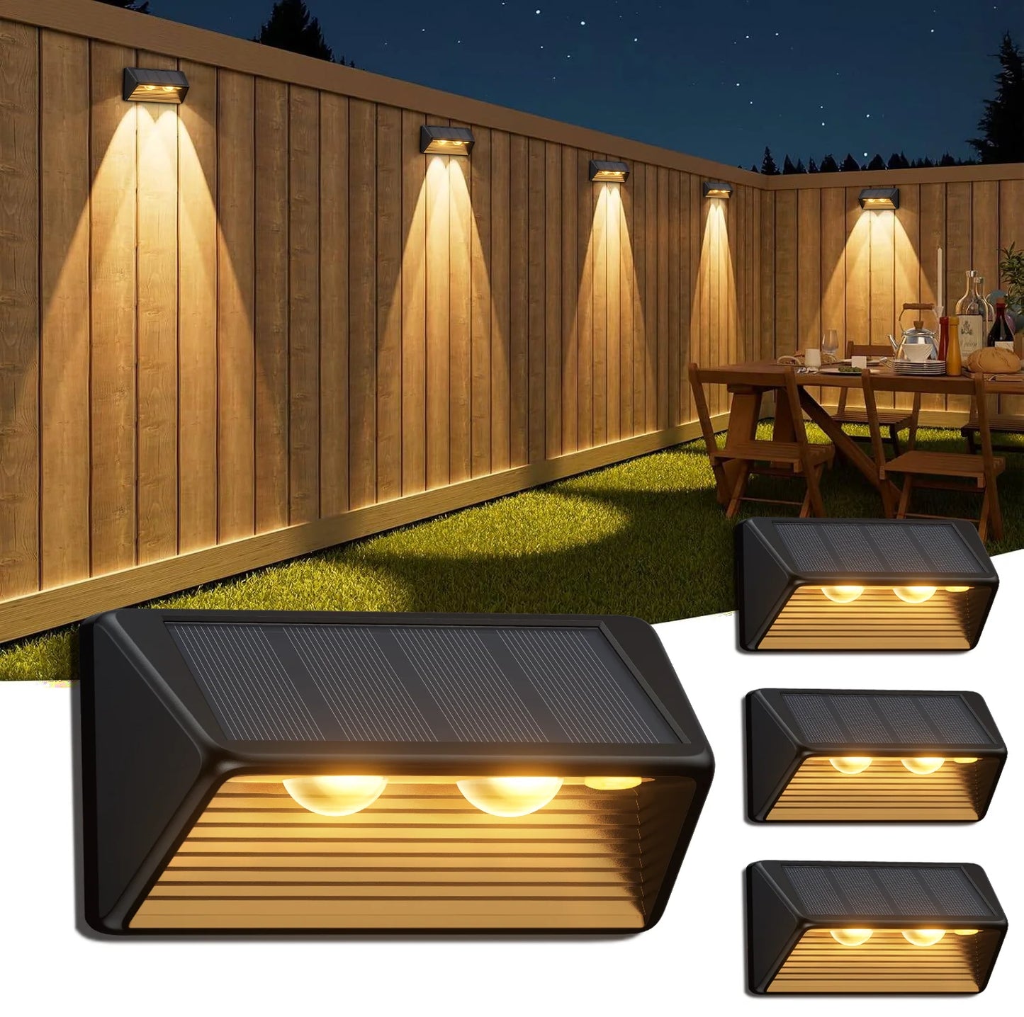 Solar Fence Step Lights 4 8 12 Pack Cool White Warm White LEDs For Walls Stairs