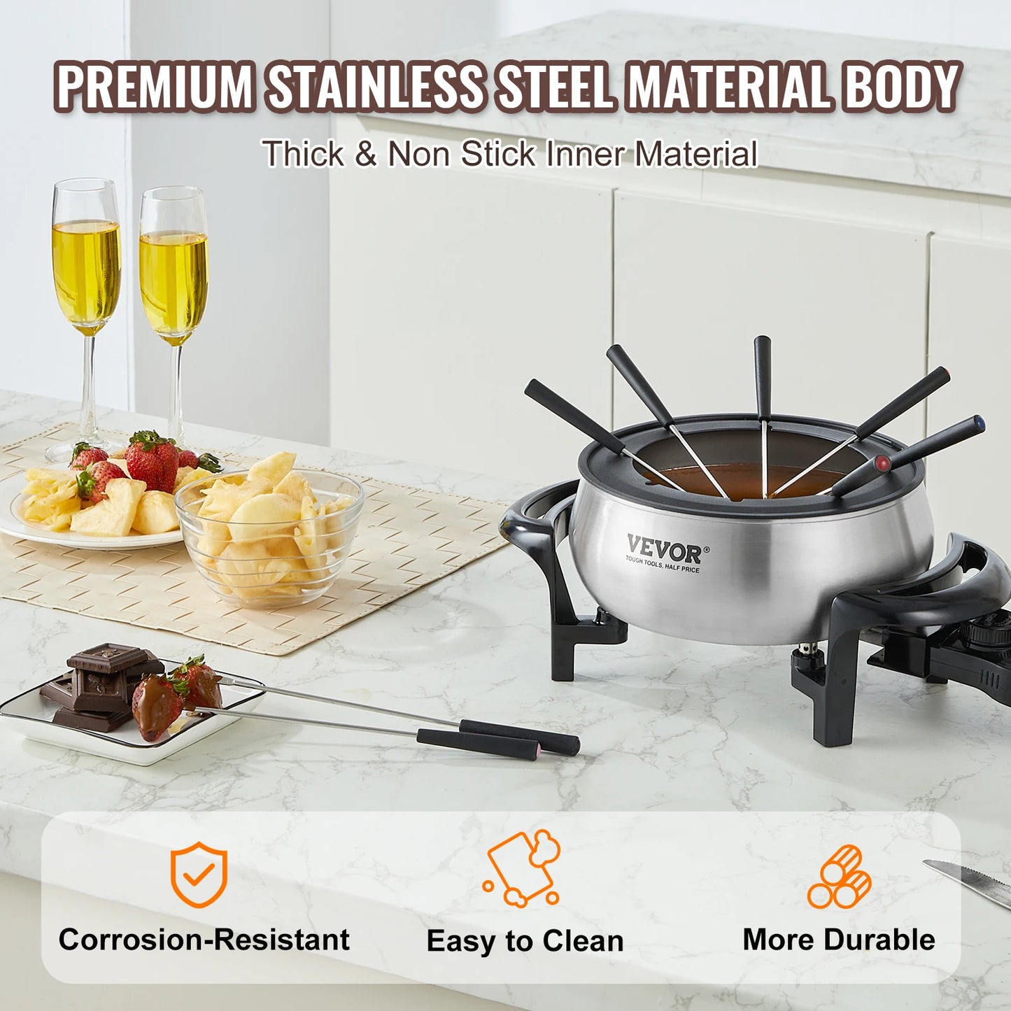 SucceBuy 3Qt Electric Chocolate cascade Melting Pot Fondue Pot Set Cheese Melting Warmer Home Appliance for kitchen