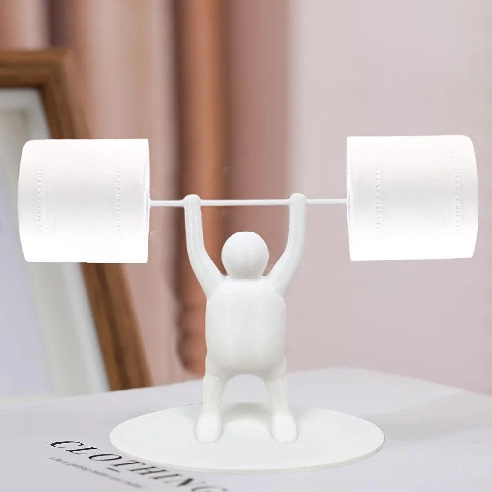 Funny Weightlifter Toilet Roll Holder Freestanding Over Tank 3D Printed Plastic