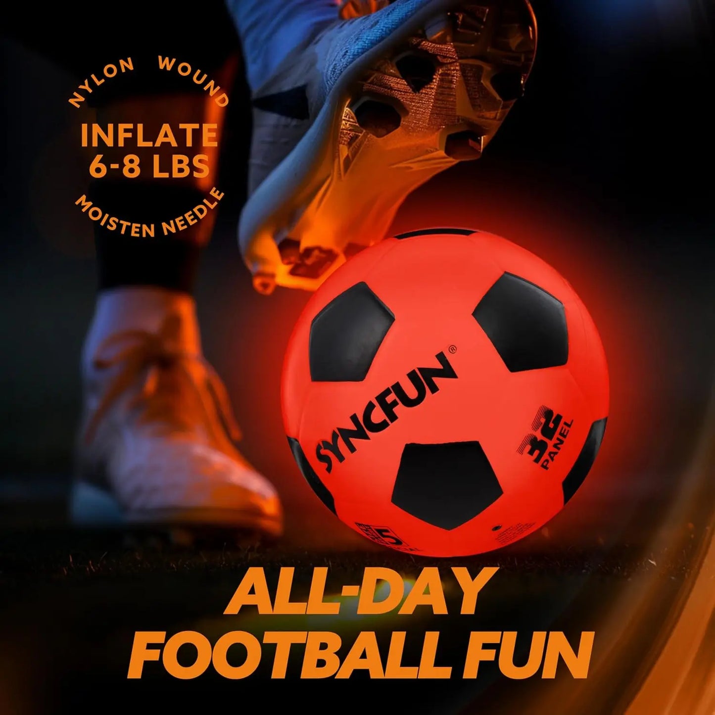 Joyfy Glow In The Dark Soccer Ball Light Up Night Play For Teen Boys Gifts