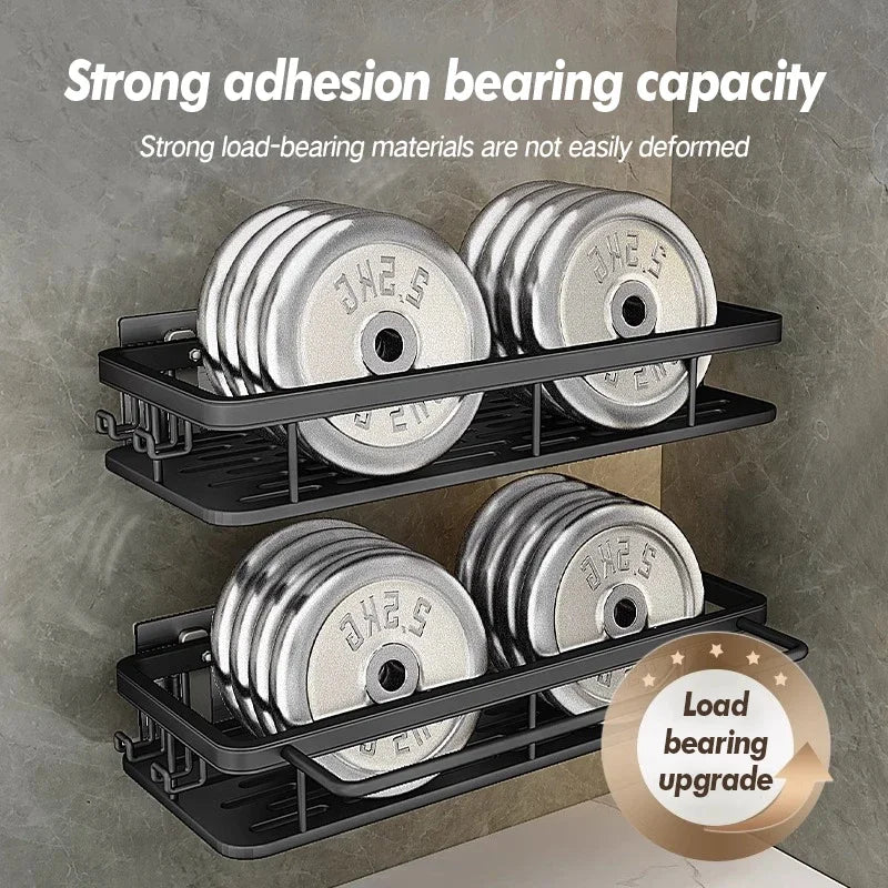 Double Tier Stainless Steel Anti-Rust Bathroom Shower Storage Rack with Suction Cups