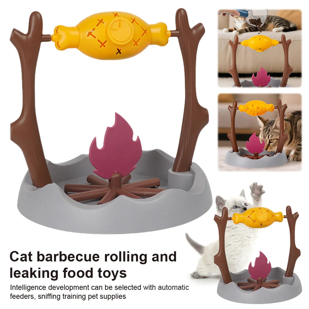 Grilled Fish Spinning Toy For Cats And Dogs Treat Dispensing Slow Feeder