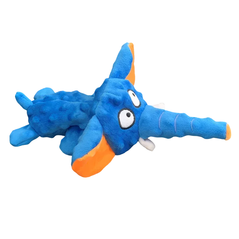 Dark Blue Elephant Squeaky Dog Toy Stuffingless Indestructible Chew Interactive