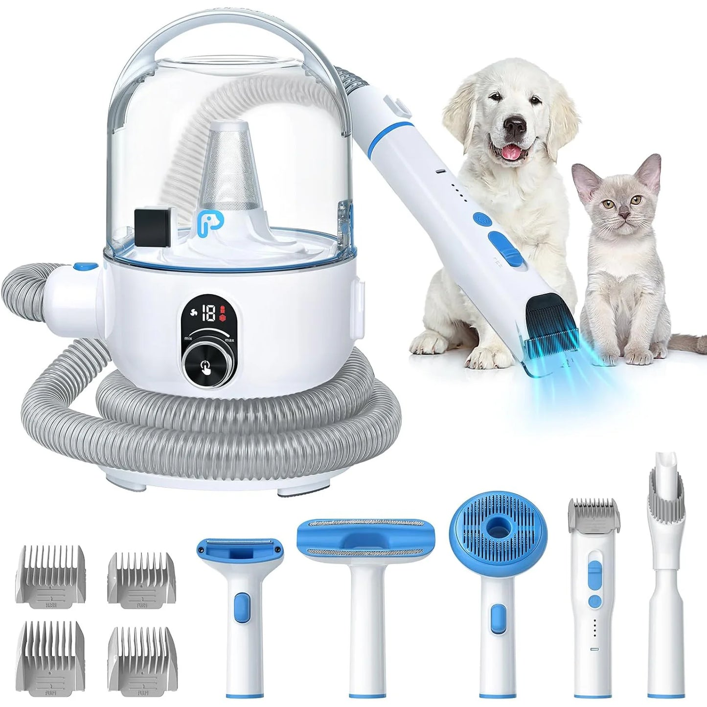 Pet Grooming Kit With 2L Vacuum Suction For Dogs And Cats 5 Grooming Tools Quiet