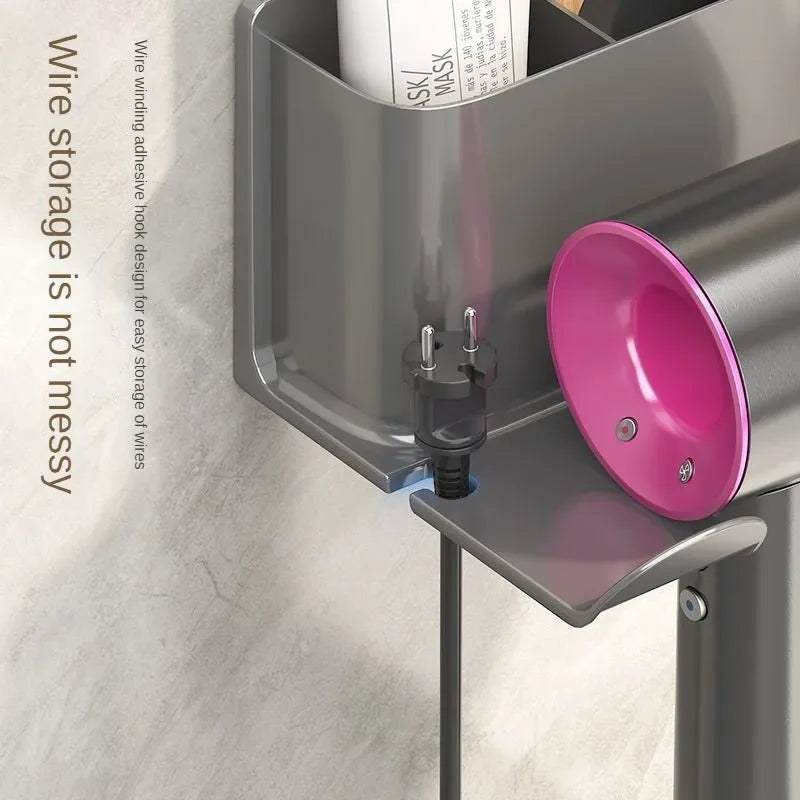 Wall Mounted Hair Dryer Holder And Hair Straightener Stand Bathroom Organizer